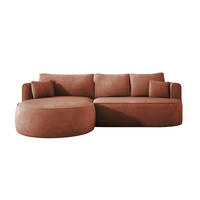 ECKSOFA FIORE-L Moderne Ausziehbare Schlaf-Funktion, automatischer Auffaltung, lose Rückenkissen freistehend LINKS 284x183x82 cm cm Brown - Braun, Holz/Textil (183/284cm) - DomoHome