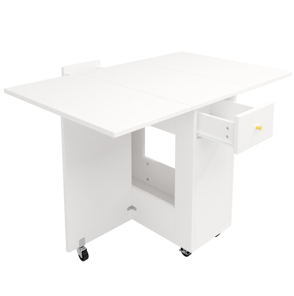 BUFFET-SET 120/45/180 cm weiß aus MDF mit klappbarem Esstisch - Weiß, Holzwerkstoff (120/180/45cm) - OKWISH