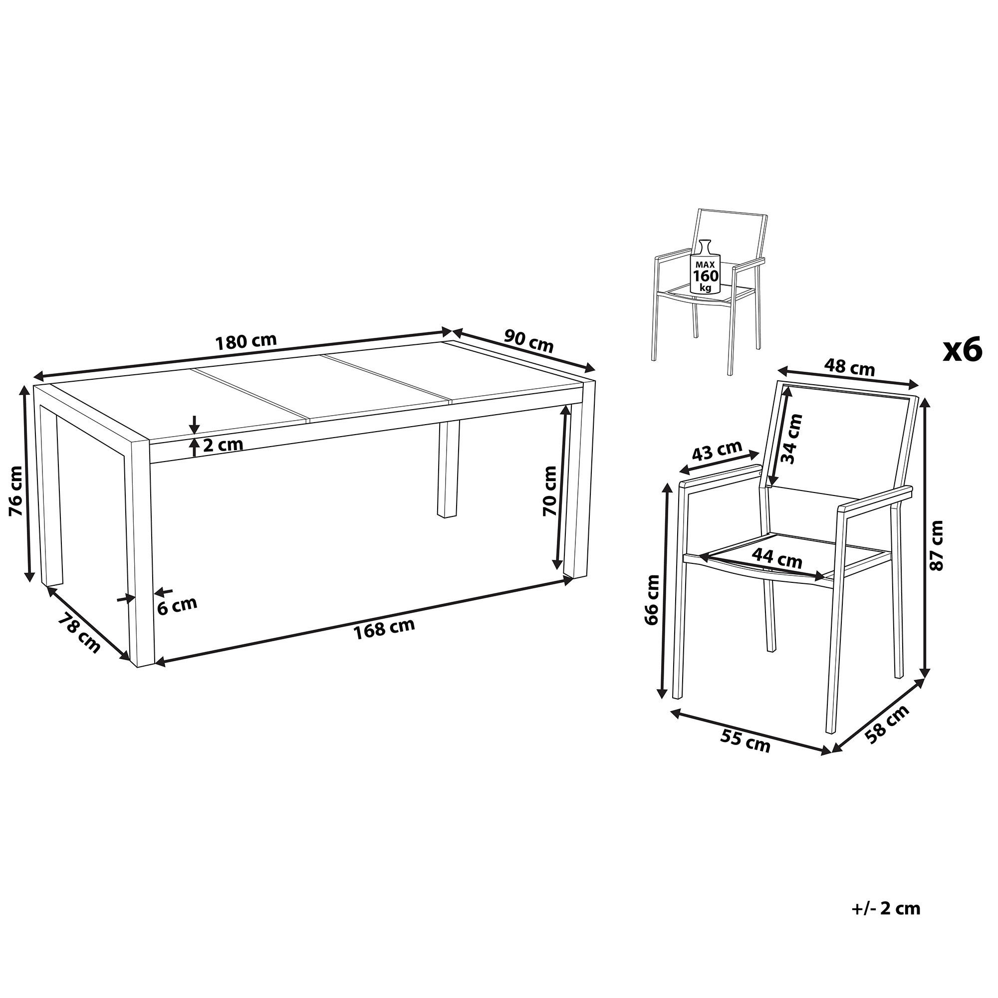 Thumbnail - Beliani Gartenmöbel, Grau, Silber, Metall, 6-Sitzer, Gartenmöbel, Gartenmöbel-Sets