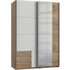 SCHWEBETÜRENSCHRANK Emden Plankeneiche / weiß 135 / 64 / 198cm - Eichefarben/Braun, Holz/Holzwerkstoff (135/198/64cm) - Wimex
