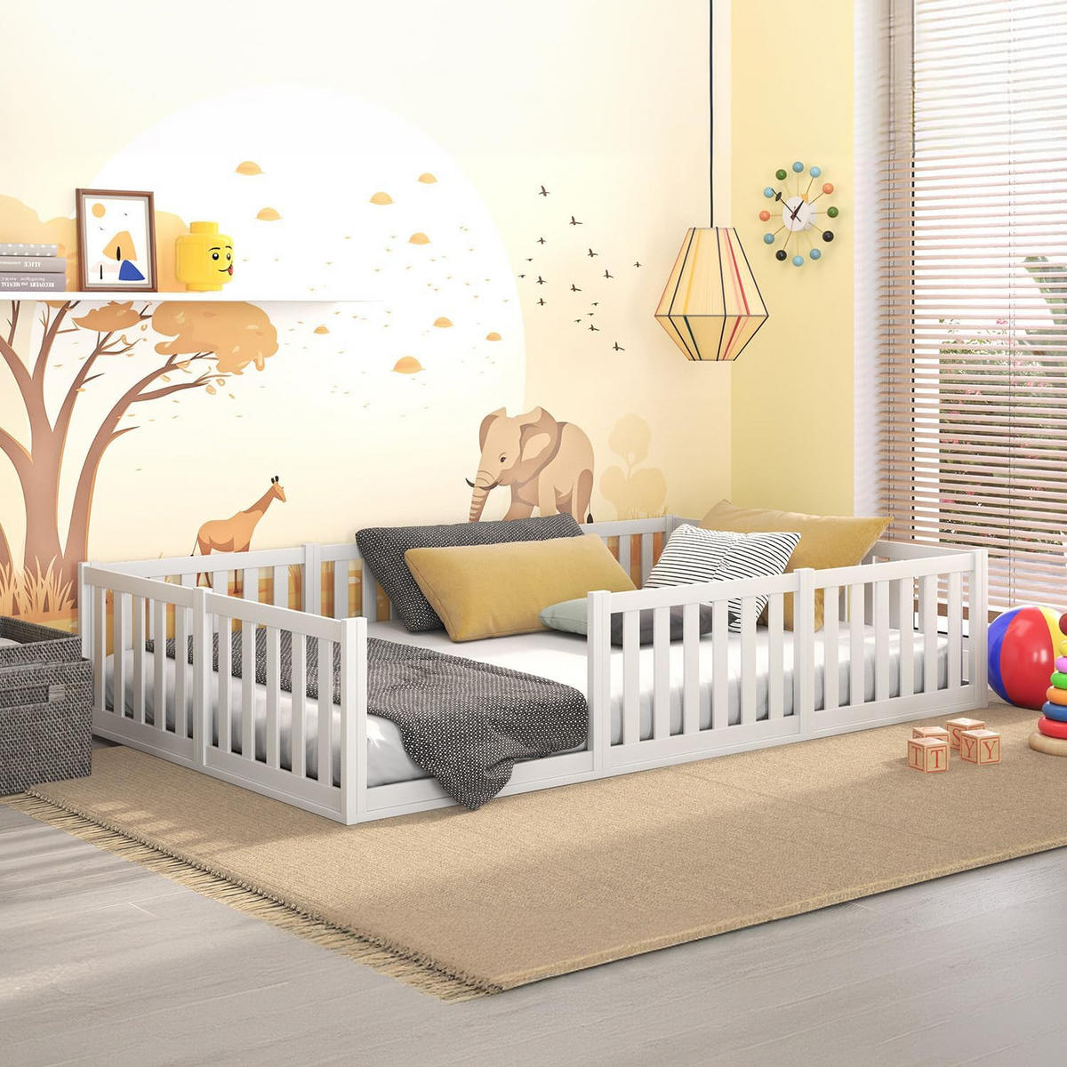 KINDERBETT Montessori 120cm - Weiß, Holz - kiki design