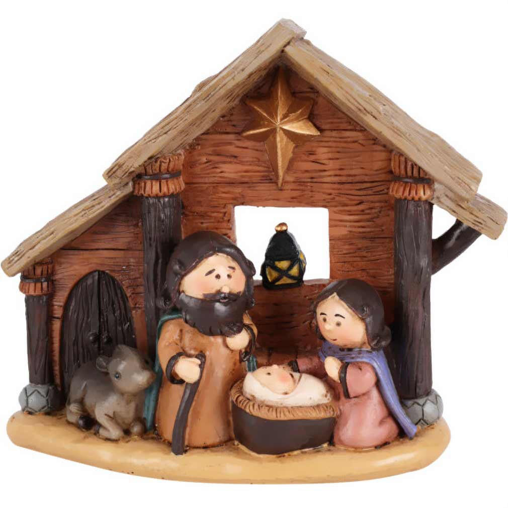 WEIHNACHTSSZENE Klein 15 cm - Braun, Kunststoff (6.4/14.8/16cm) - Home Styling Collection