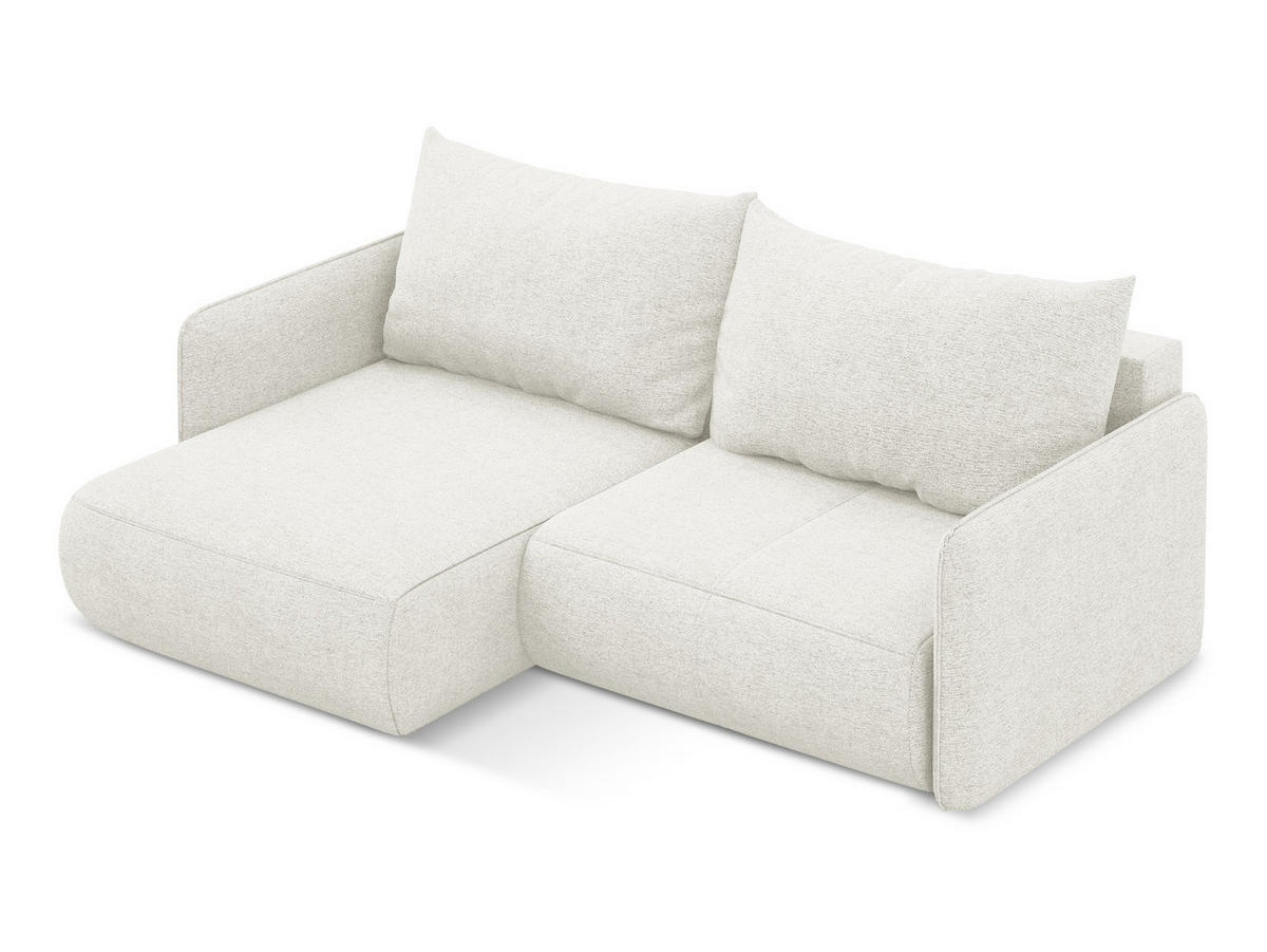 ECKSOFA mit Schlaffunktion Chenille Stoff Weiß - Schwarz/Weiß, Kunststoff/Textil (148/207cm) - Makamii
