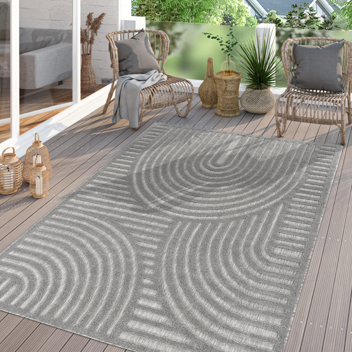 OUTDOORTEPPICH Ethno Grau 200 x 280 cm - Grau, Kunststoff (200/280cm) - TT Home