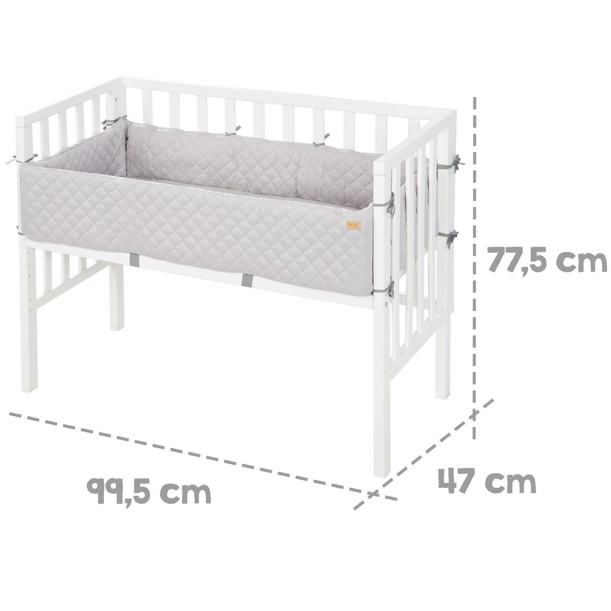 BEISTELLBETT roba Style grau 2in1 Set 90 x 45 cm - Weiß/Grau, Holzwerkstoff (45/90cm) - Roba