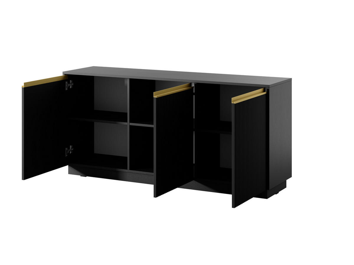KOMMODE - Kommode Delu K154 - Schwarz - Schwarz, Holzwerkstoff (154/72/39cm) - Möblo
