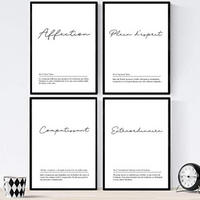 POSTER Set mit 4 Worten auf Französisch A3 Schwarzer Rahmen - Schwarz, Papier (29.7/3cm) - Nacnic