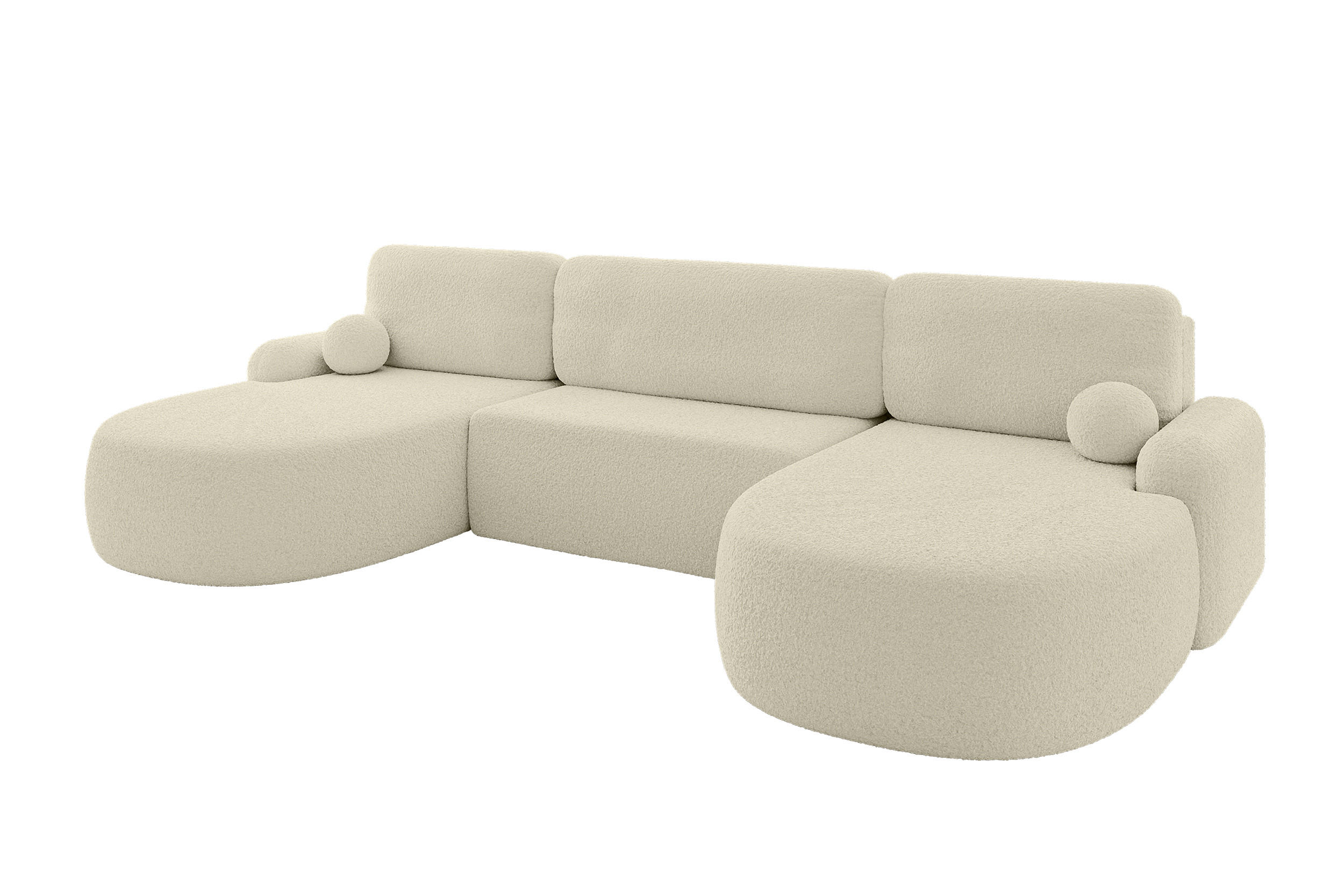 WOHNLANDSCHAFT mit Schlaffunktion und Bettkasten LIRA-U - 335x172x89 Beige - Creme, Holzwerkstoff/Textil (335/89/172cm) - ALTDECOR