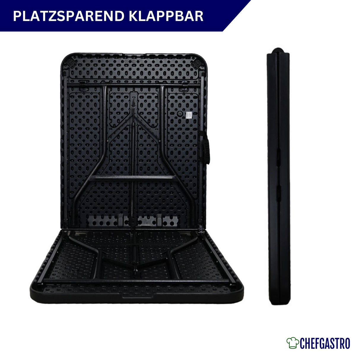BUFFETTISCH klappbar 180x75cm 8 Personen Kunststoff Schwarz - Schwarz, Kunststoff (75/180/74cm) - CHEFGASTRO
