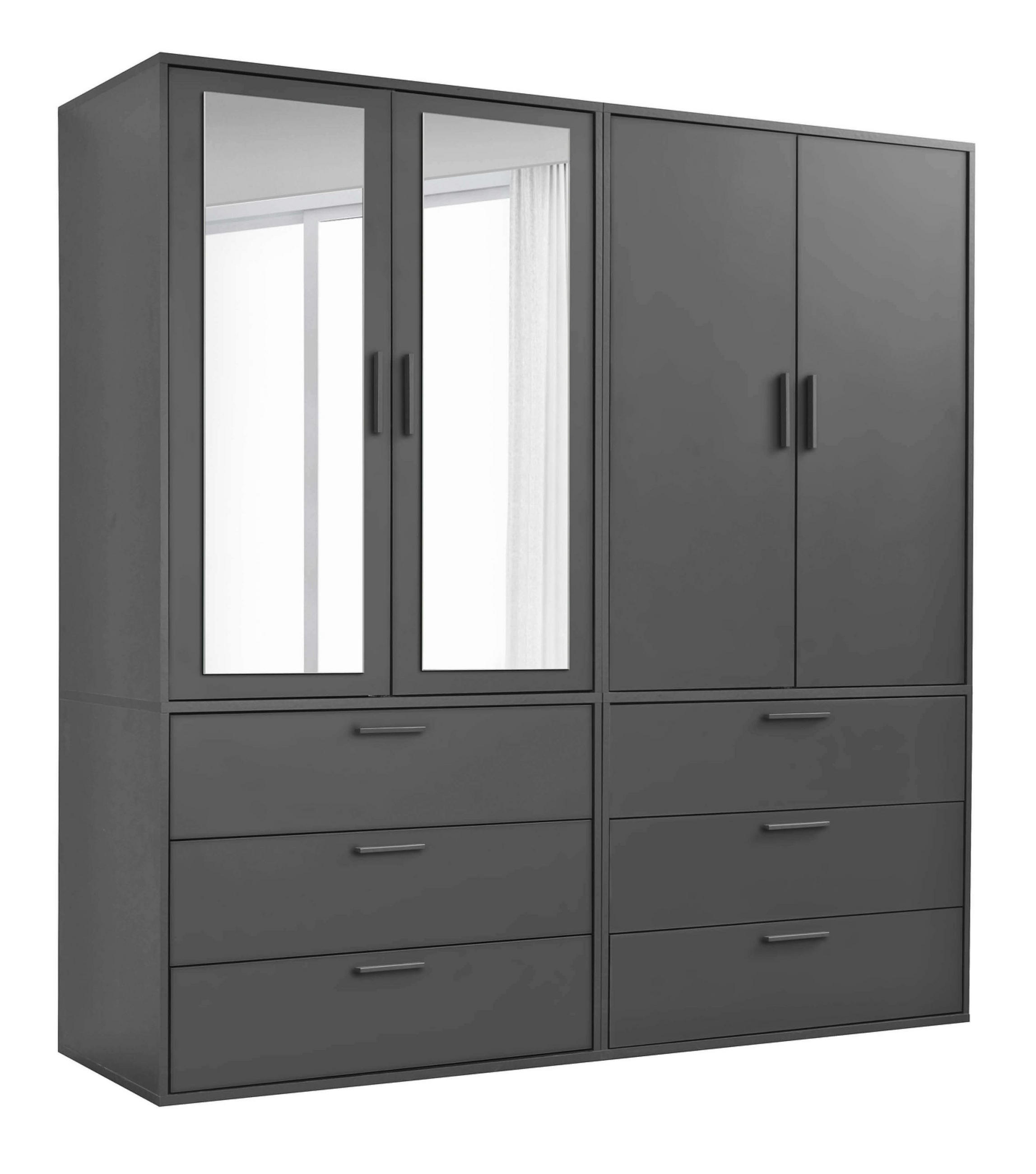 KLEIDERSCHRANK mit Spiegel Der Grenzenlose - Anthrazit, Holzwerkstoff (180/187/58cm) - Mokebo