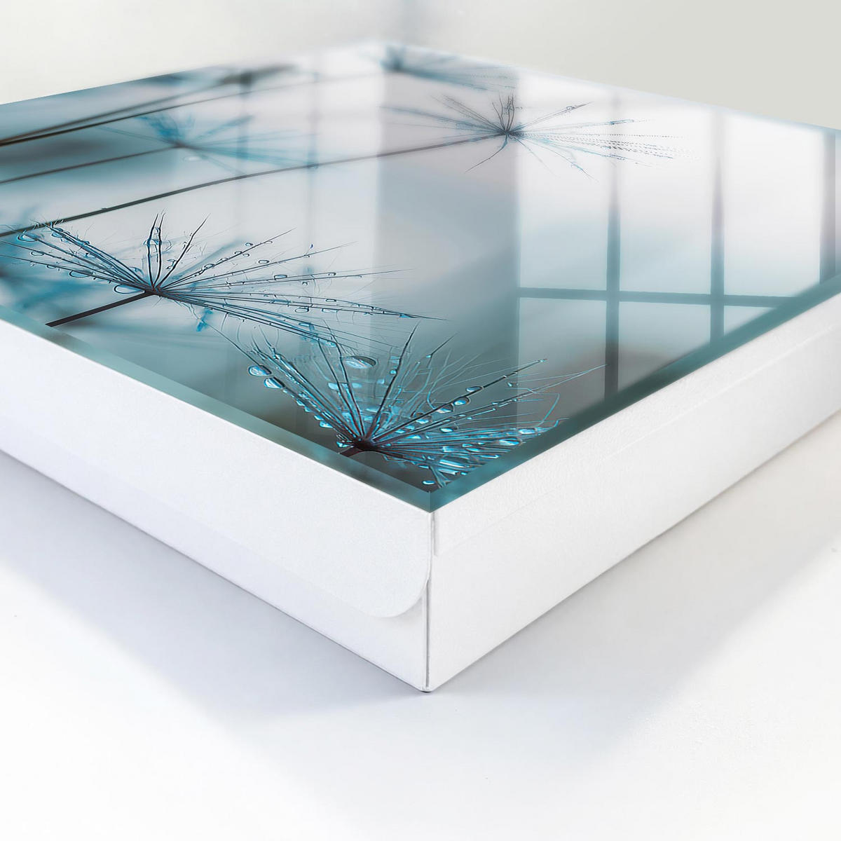 SCHLÜSSELBOX Weiß 30x30 cm – Türöffnung nach rechts - Löwenzahn und Tau - Blau, Metall (30/30/5cm) - TULUP