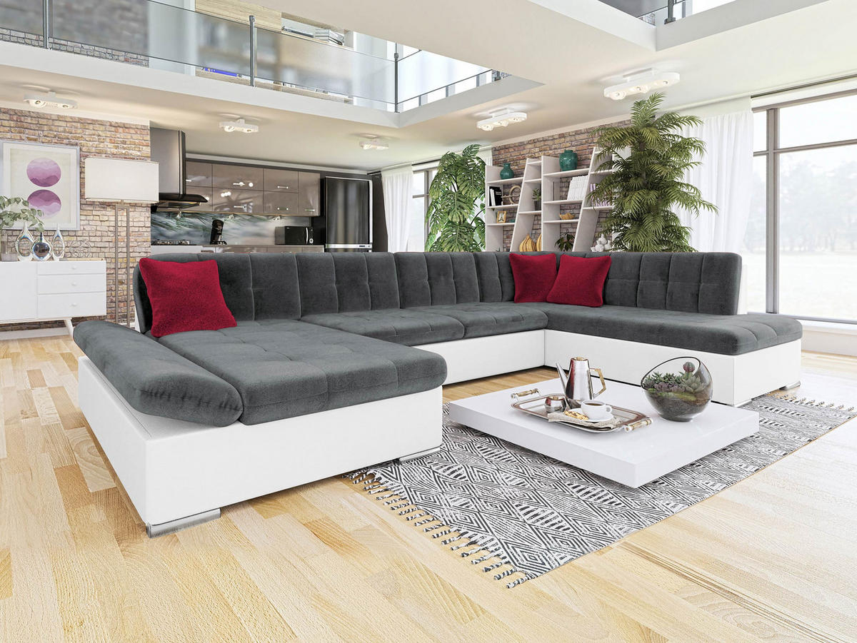 ECKSOFA Bergen, Seite: Links - Dunkelgrau/Silberfarben, Holz/Textil (345/76/205cm) - MIRJAN24