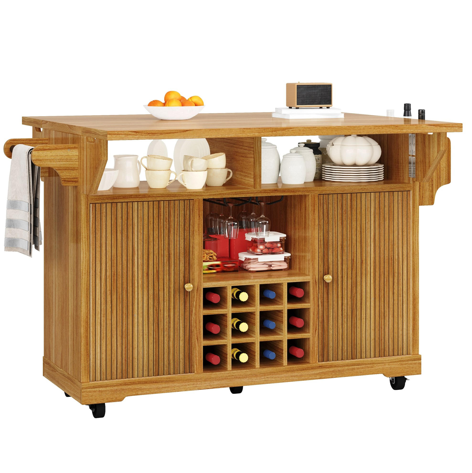 SERVIERWAGEN mit Stauraum und Ausziehfunktion 142,5 x 80 x 95 cm Dark Brown - Braun, Holz (80/95/142.5cm) - Beauniv