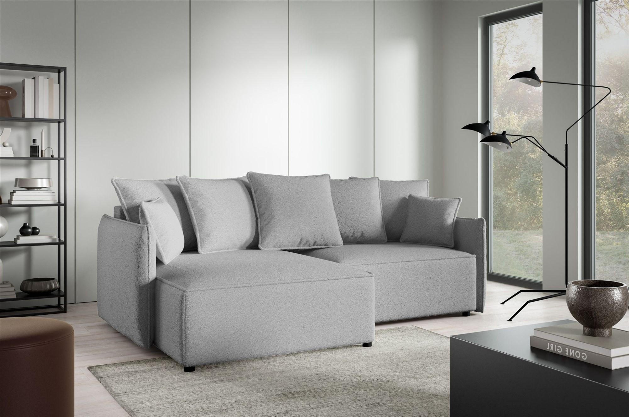 ECKSOFA Minea Mit Schlaffunktion - Grau, Holzwerkstoff/Textil (221/153cm) - Fun Möbel