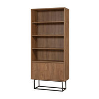 REGAL mit 3 Regalböden und 2 Türen, Nussbaumdekor, H182 cm - Rea - Nussbaumfarben, Holzwerkstoff (36/182/80cm) - Calicosy