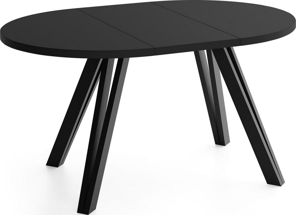 ESSTISCH Ravero runder ausziehbarer, Schwarz 100-140/100/77 cm - Schwarz, Holz/Holzwerkstoff (100/100/77cm) - WFL GROUP