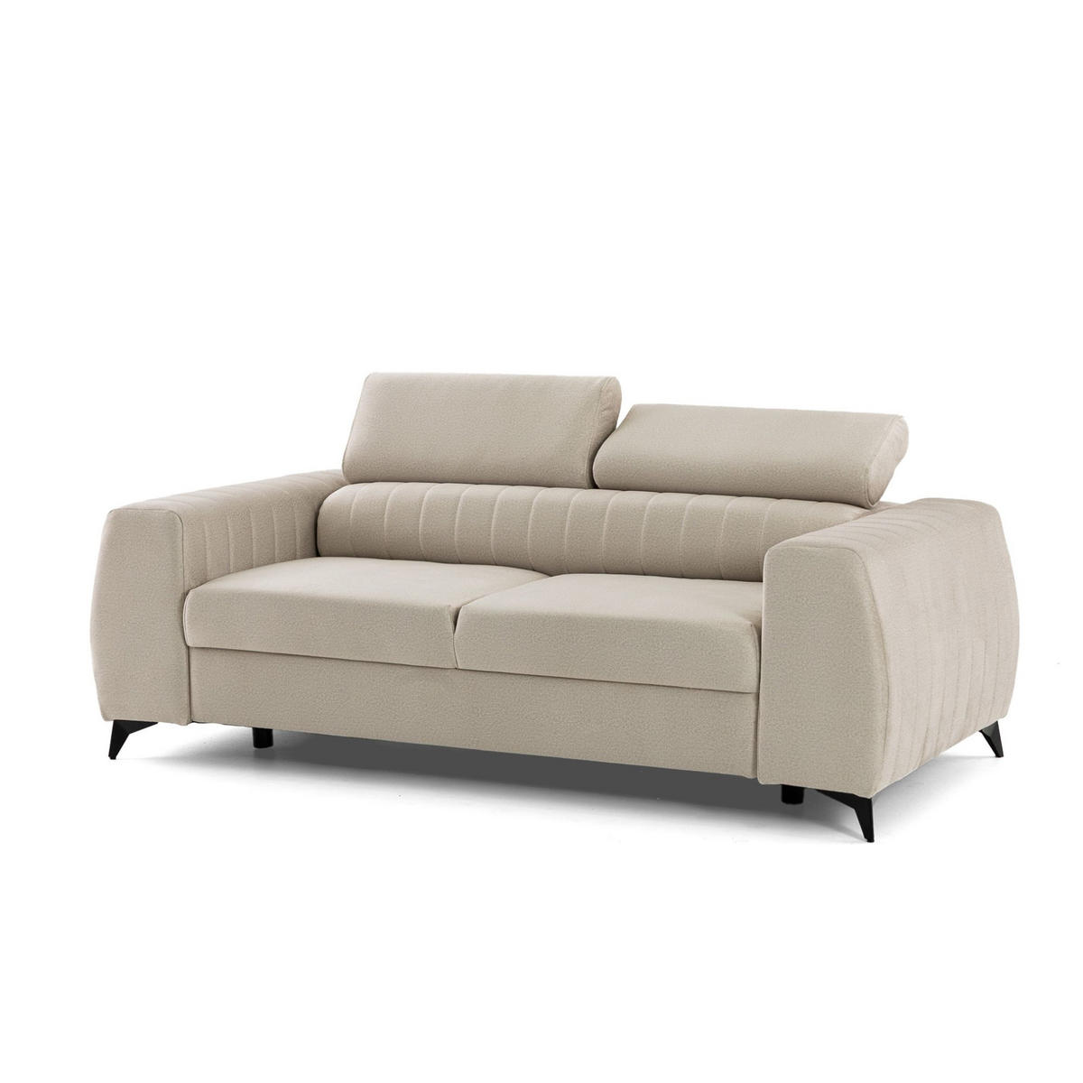 2-SITZER-SOFA PIERO 206 cm Velours Creme - Creme/Schwarz, Holz/Textil (206/95/100cm) - Muffo