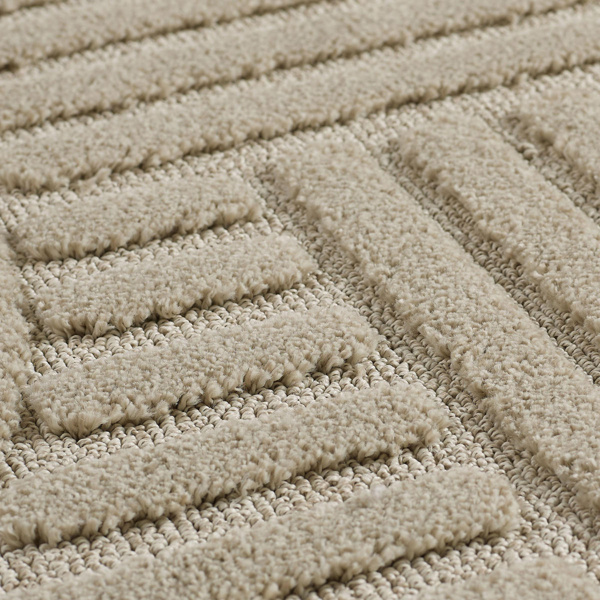 TEPPICH Hochflor Skandi-Boho Muster Polypropylen Wohnzimmer Beige Rund 120x120 - Beige, Textil (120/120cm) - KADIMA DESIGN