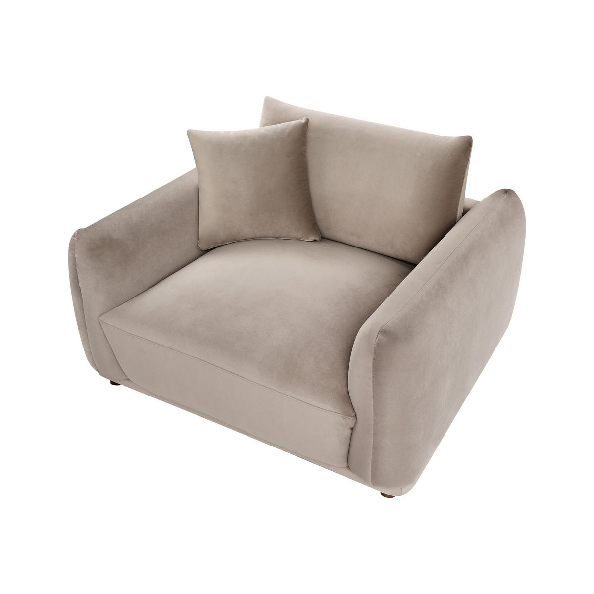 SESSEL Samtstoff Taupe Jubek - Taupe/Beige, Textil (120/81/104cm) - Beliani