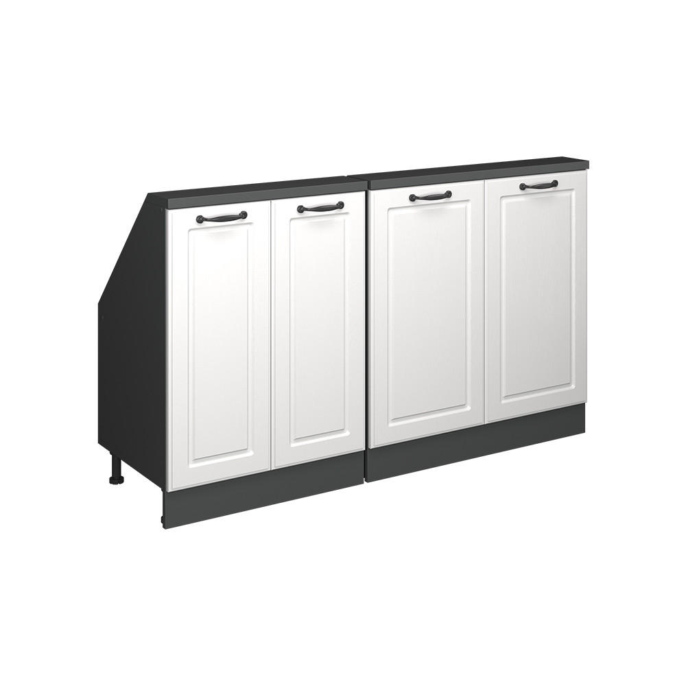 Vicco KUCHYŇSKÁ SKŘÍŇKA POD ŠIKMOU STŘECHU R-Line Bílý venkovský dům 140 cm Sada 2 kusů