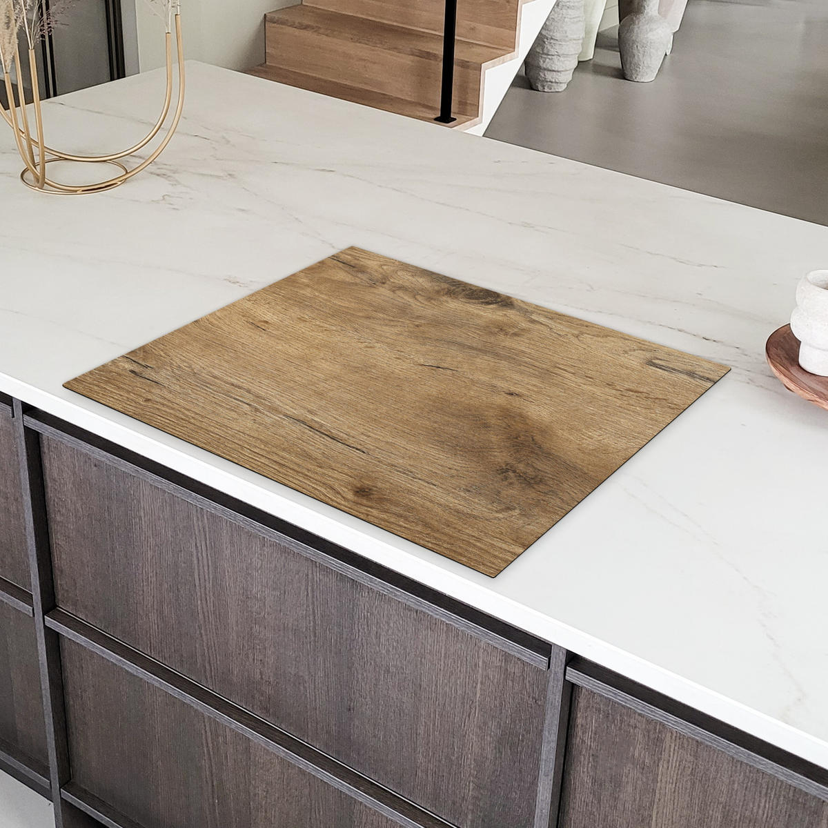 HERDABDECKPLATTE Holz - Braun - Holzoptik 77x59 cm - Eichefarben, Kunststoff (77/0.2/59cm) - MuchoWow