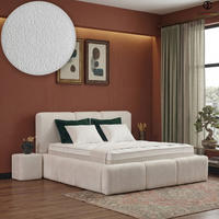 BOXSPRINGBETT MIT BETTKASTEN ELSA 180/200 cm, Ivory, Bettkasten, Matratze, Topper integriert, H3 mittel - Creme/Schwarz, Holz/Kunststoff (180/200cm) - Consilio Concept