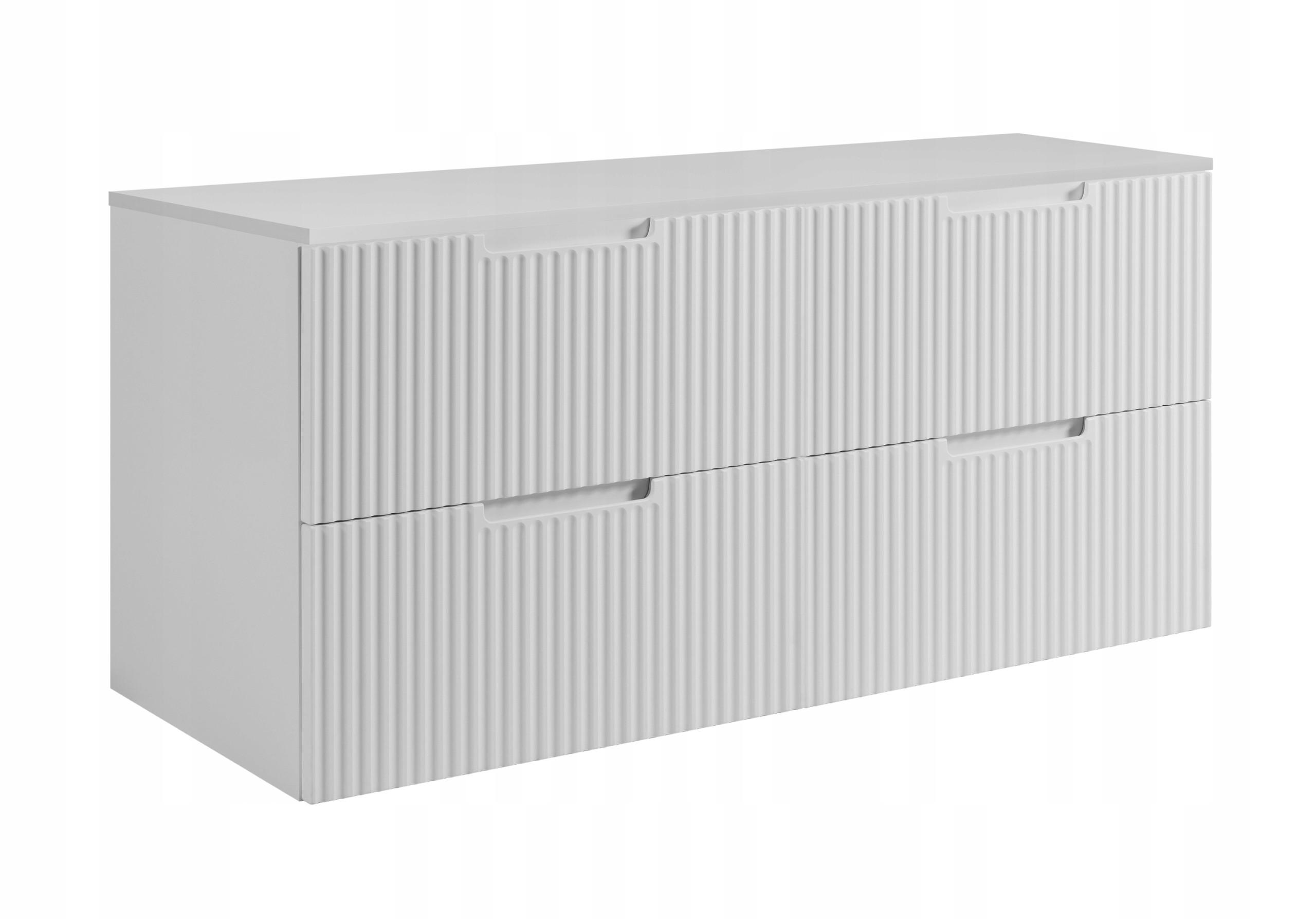 WASCHBECKUNTERSCHRANK VENA 160 cm mit Arbeitsplatte Farbe: Mattweiß geriffelte Vorderseite Mattweiß - Weiß, Holzwerkstoff (160/58/46cm) - Rodan