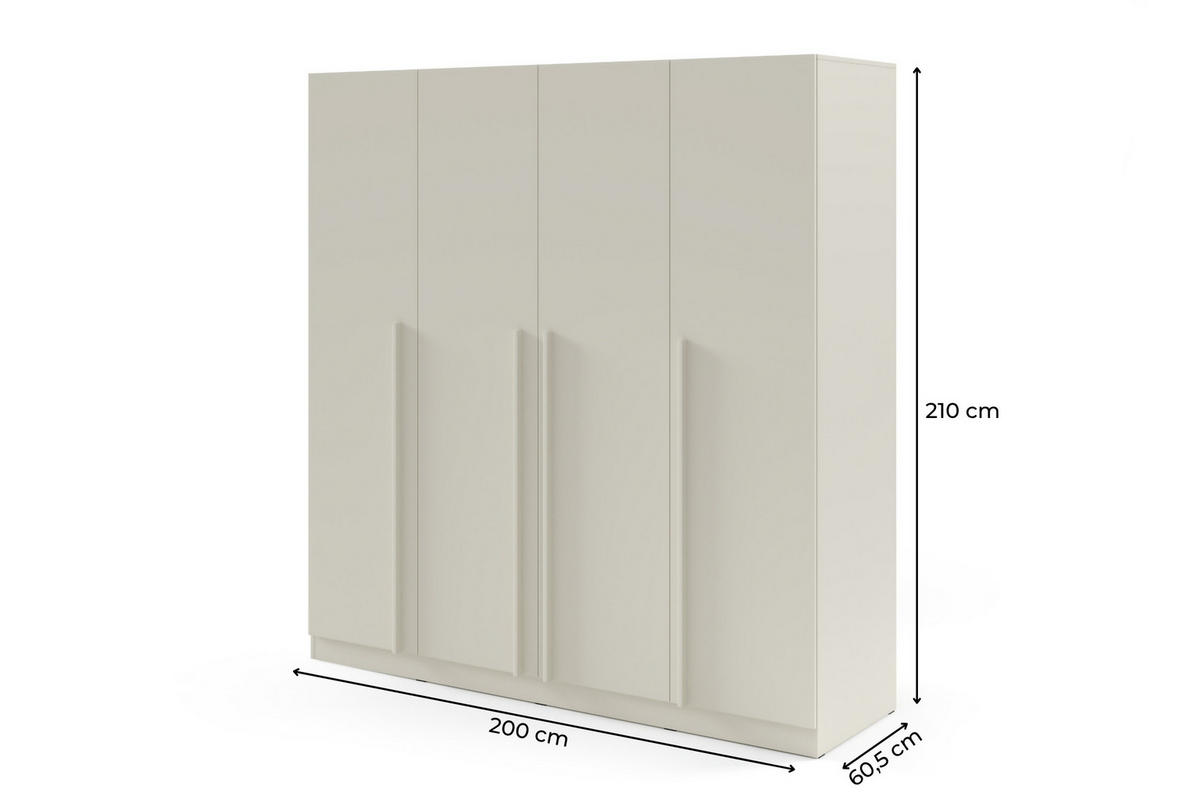 DREHTÜRENSCHRANK BRISSO BR1 200/210/60,5 cm in Kaschmir mit Schubladen - Kaschmir, Holzwerkstoff (200/210/61cm) - Deine Möbel 24