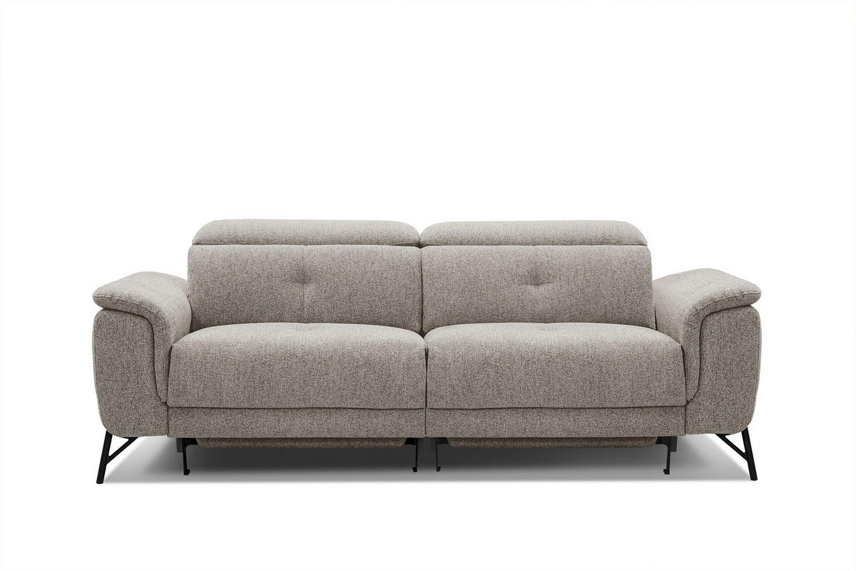 SOFA AVENA 3-Sitzer mit 2 Relaxfunktionen, taupe - Taupe, Holzwerkstoff/Textil (204/80/108cm) - Courtois Laville