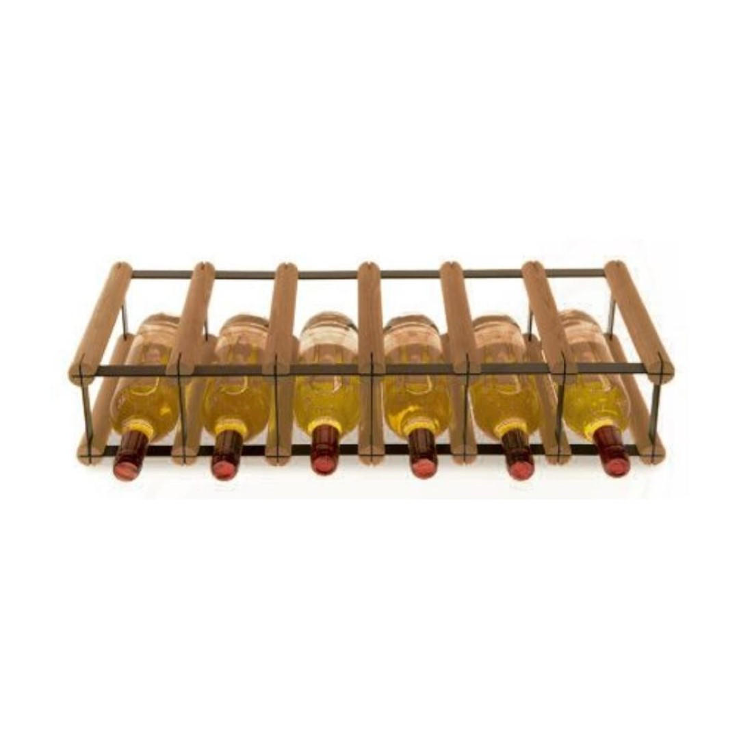 WEINREGAL Vinotega Mod Metal 12,5x62,5x24,5 cm 6x1 Flaschen Massives Kiefernholz Braun Geölt - Braun, Holz (62.5/12.5/24.5cm) - PROREGAL