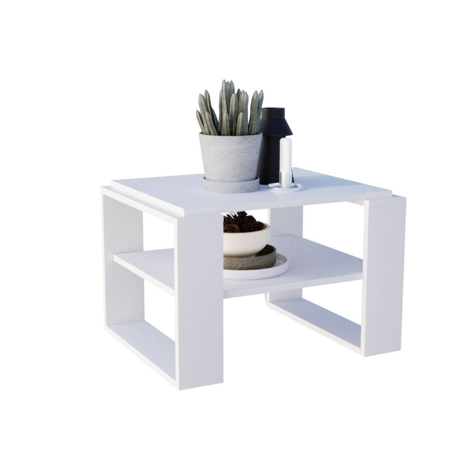 COUCHTISCH Holzwerkstoff rechteckig stabil Weiß 44/54/63cm - Weiß, Holzwerkstoff (54/63/44cm) - CraftPAK