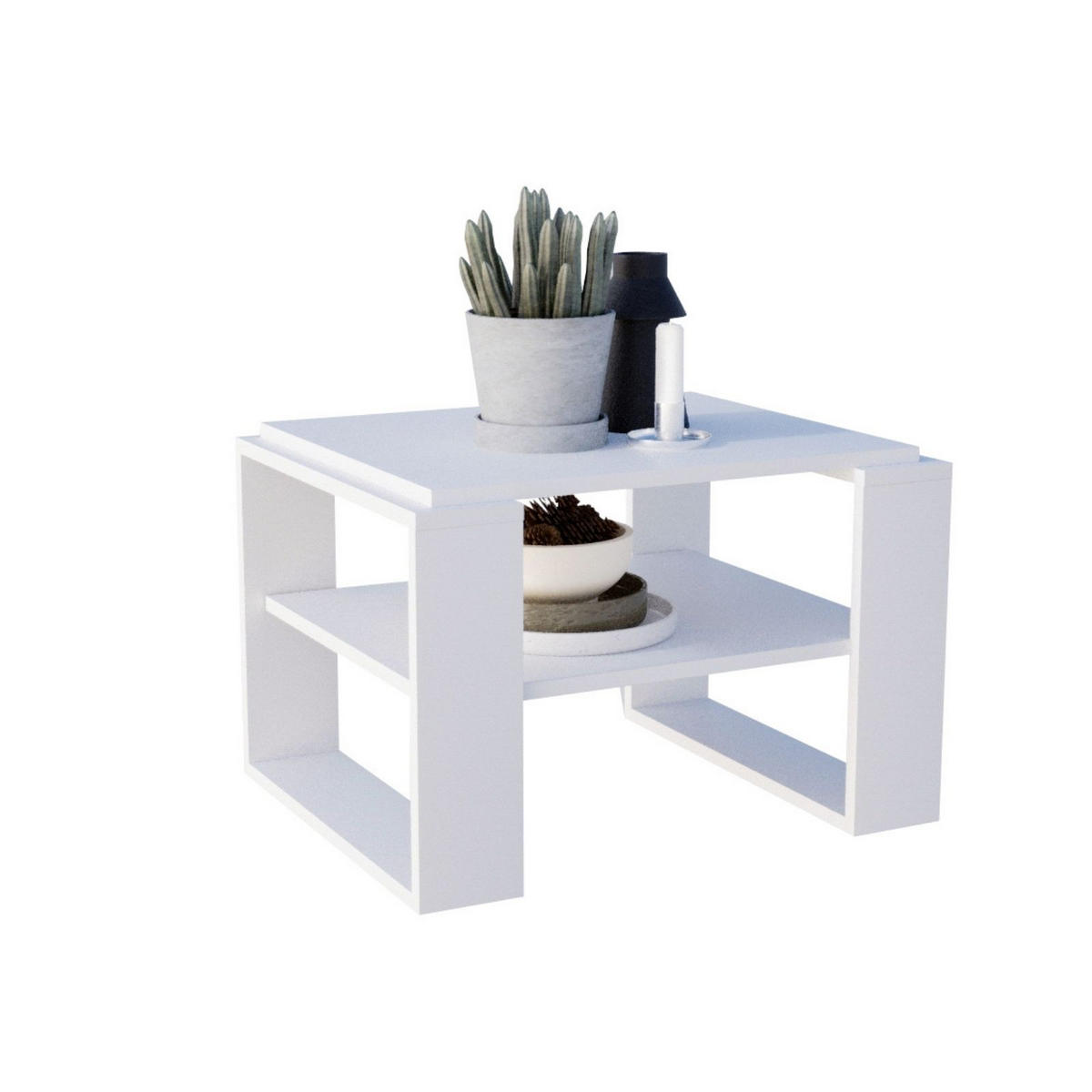 COUCHTISCH Holzwerkstoff rechteckig stabil Weiß 44/54/63cm - Weiß, Holzwerkstoff (54/63/44cm) - CraftPAK