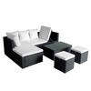LOUNGEGARNITUR mit Auflagen und Couchtisch, aus Poly Rattan, Schwarz, 4-teiliges Set - Creme/Schwarz, Kunststoff/Textil - vidaXL
