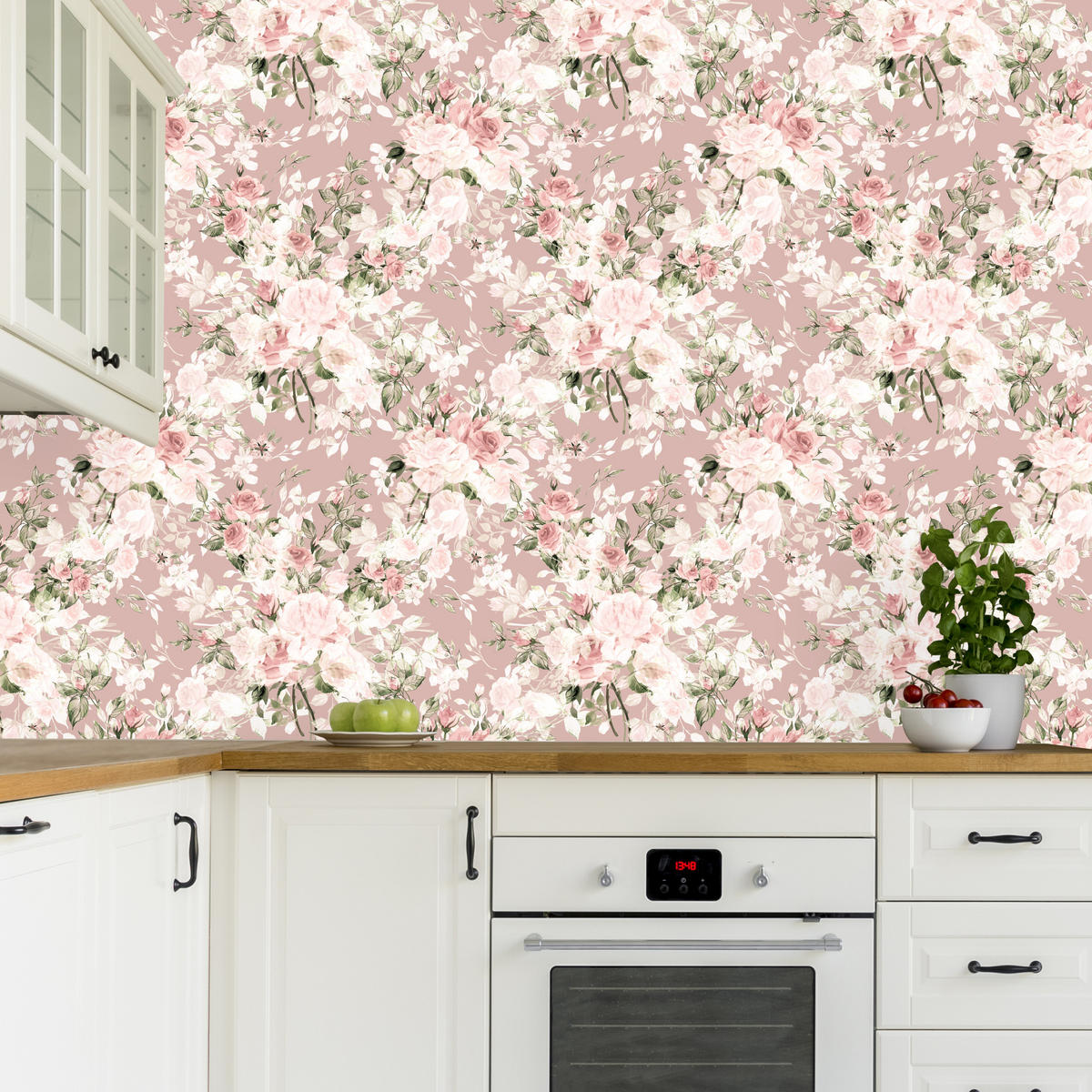 VLIESTAPETE Aquarellrosen im Vintage-Stil – Rosa, Weiß – 50x1000 cm - Rosa/Weiß, Papier (50/1000cm) - Muralo