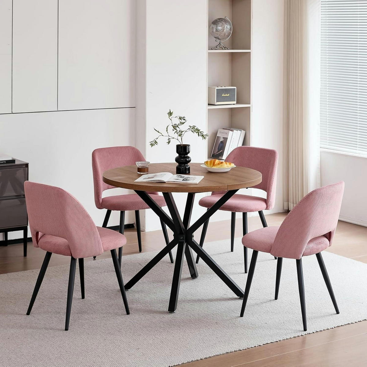 ESSZIMMERSTUHL 6er-Set Cord Rosa - Rosa, Textil (43/80/45cm)