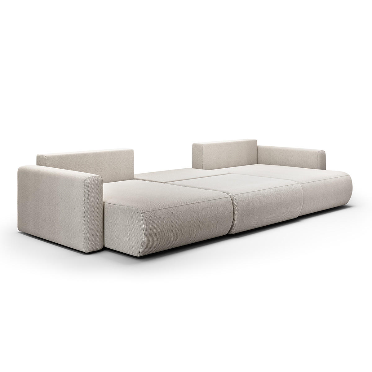 PANORAMASOFA Evy 4 Sitzplätze Hellgrau - Grau, Holz (340/82/149cm) - Petits-meubles