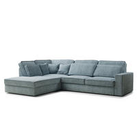 ECKSOFA Kirou Hellblau Chenille-Stoff - Links Seite - Schwarz/Hellblau, Holz/Holzwerkstoff (225/311cm) - Maison de Reve