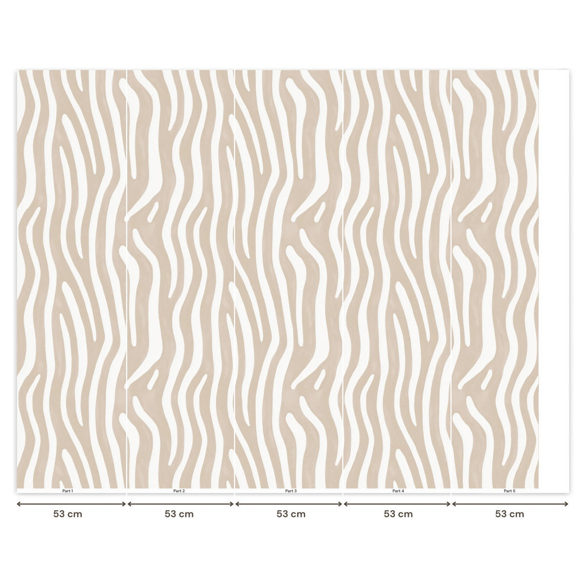 TAPETE - Abstrakt - Zebra - Beige - 260x220 cm - Beige, Papier (260/220cm) - OnlyWow
