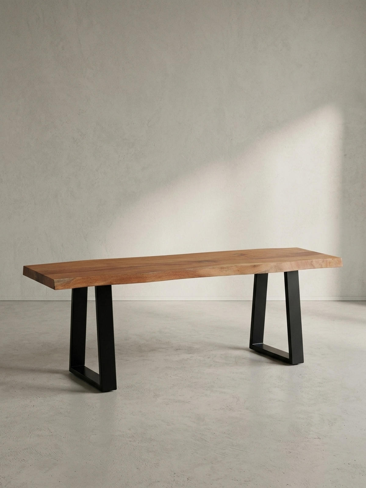 GARDEROBENBANK Massivholz Metall Baumkante, Akazie-Schwarz 120x40x46 cm - Schwarz/Braun, Holz/Metall (120/46/40cm) - KADIMA DESIGN