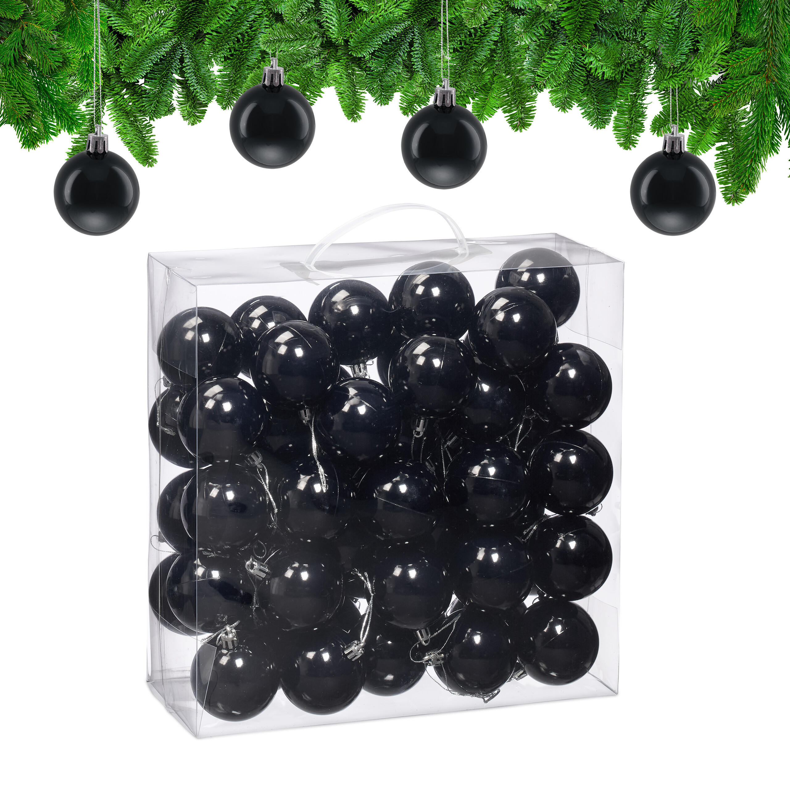 GLOBURI Negre Craciun set-50-bucati