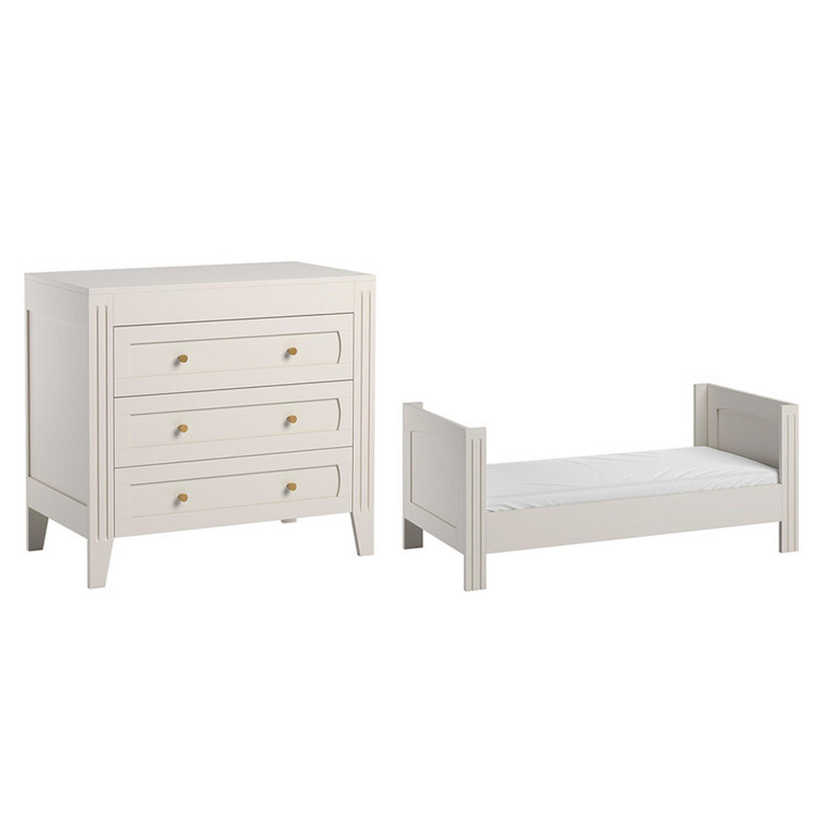 BABYZIMMER 2-teilig Weiß - Weiß, Holzwerkstoff (144/80/75cm) - Petits-meubles