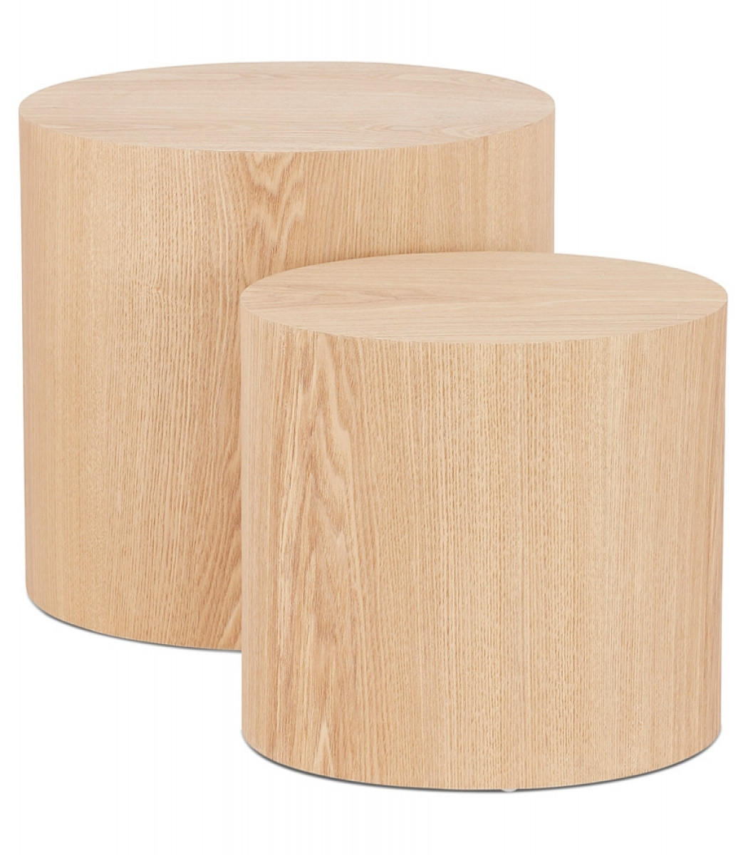 BEISTELLTISCH 2er Set Massivholz SOKLE, Beige 48x33x40 cm - Beige/Eschefarben, Holz (33/48/48cm) - KADIMA DESIGN
