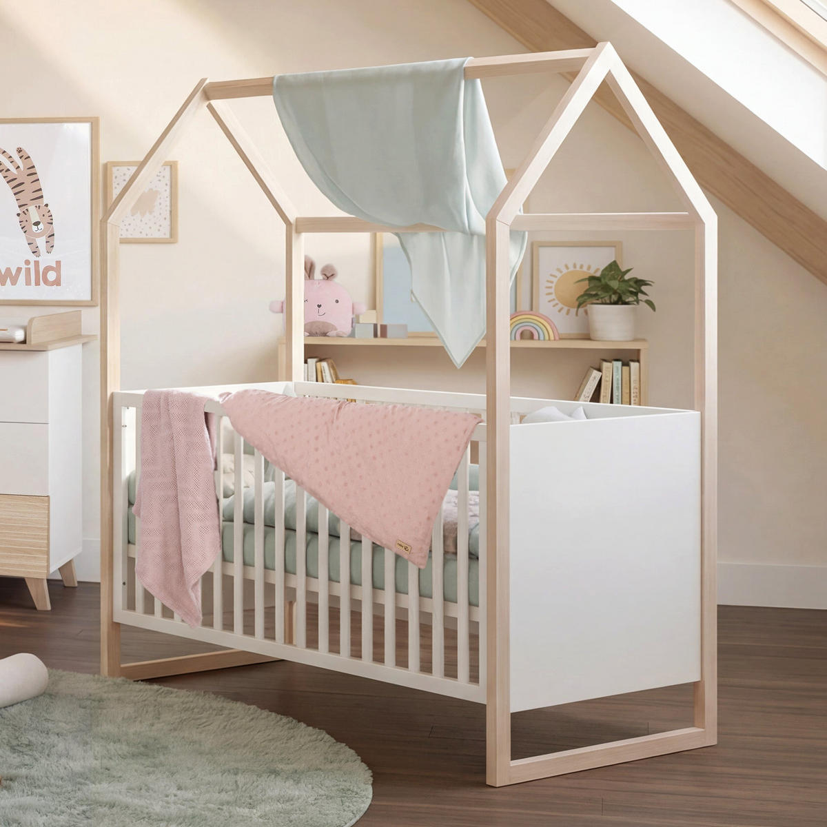 HÁZIKÓÁGY Noah 70 x 140 cm - tölgyfa/fehér, faalapú anyag/fa (70/140cm) - Roba