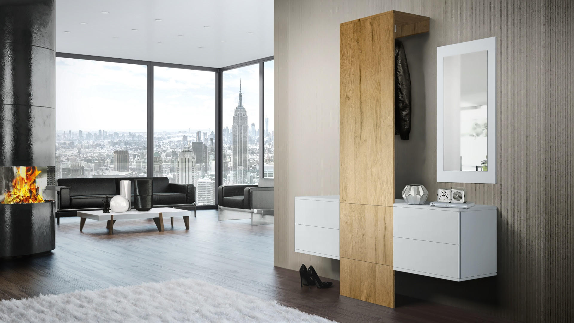 GARDEROBE Carlton Paneel in Eiche Nature - Eichefarben, Holzwerkstoff (157/193/35cm) - Vladon