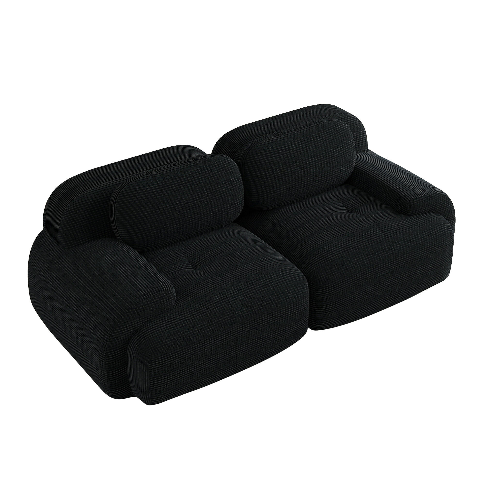 SOFA modular rahmenlos Cord Black - Schwarz, Kunststoff (103/75/208cm) - Meubliv