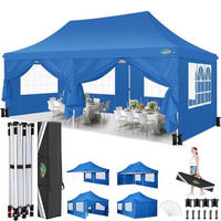 FALTPAVILLON 3 x 6 m Blau Wasserdicht UV-Schutz - Blau, Textil (300/300/600cm)