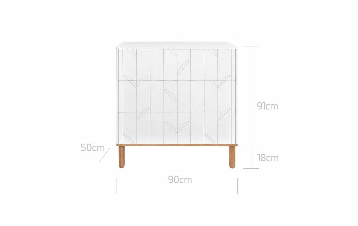 KINDERKOMMODE Toteme – rustikale Eleganz und Funktionalität Weiß - Weiß, Holzwerkstoff (90/91/50cm) - RAUMHIRSCH FURNITURE