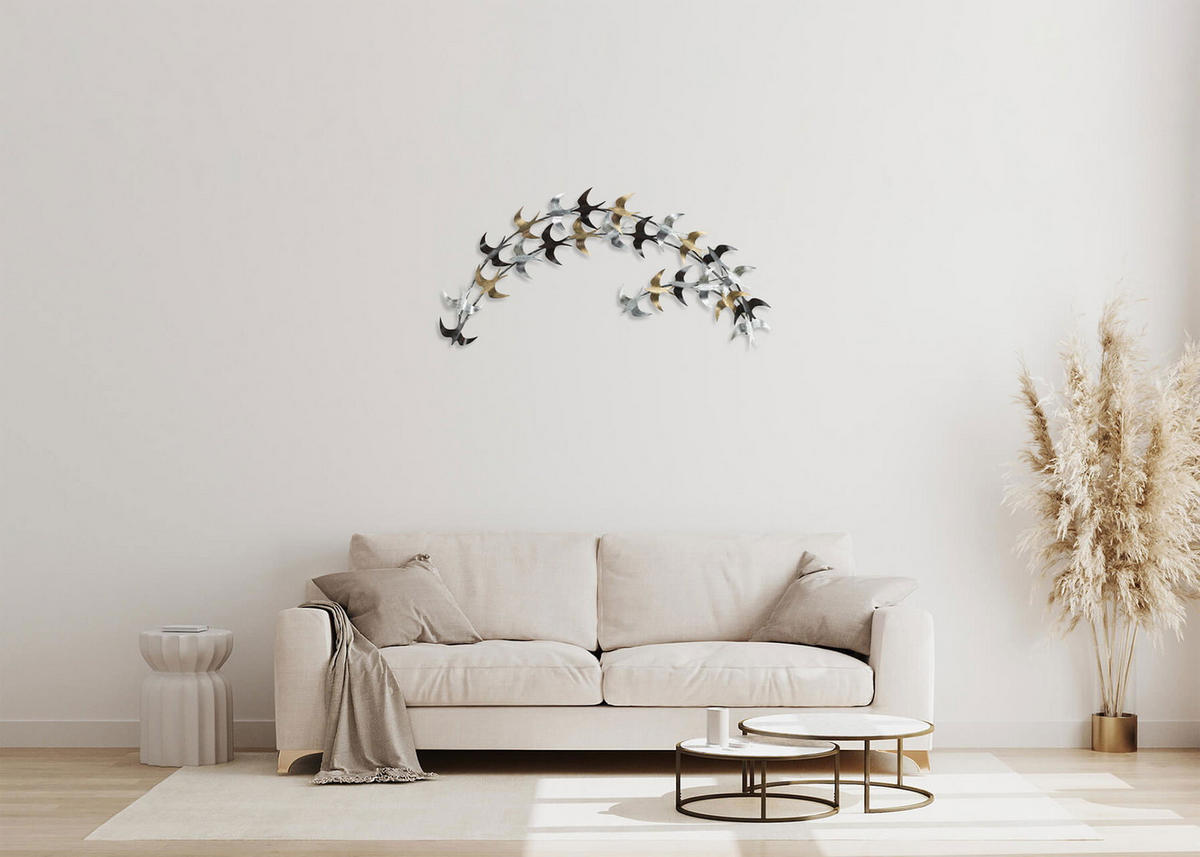 WANDDEKO Gold 128/60 cm - Silberfarben/Goldfarben, Metall (3.8/60/9cm) - KUNSTLOFT