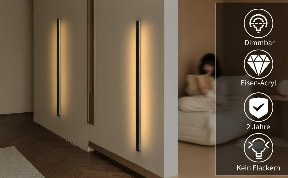 LED WANDLEUCHTE Schatz - Schwarz, Metall (4/3/100cm) - Nettlife