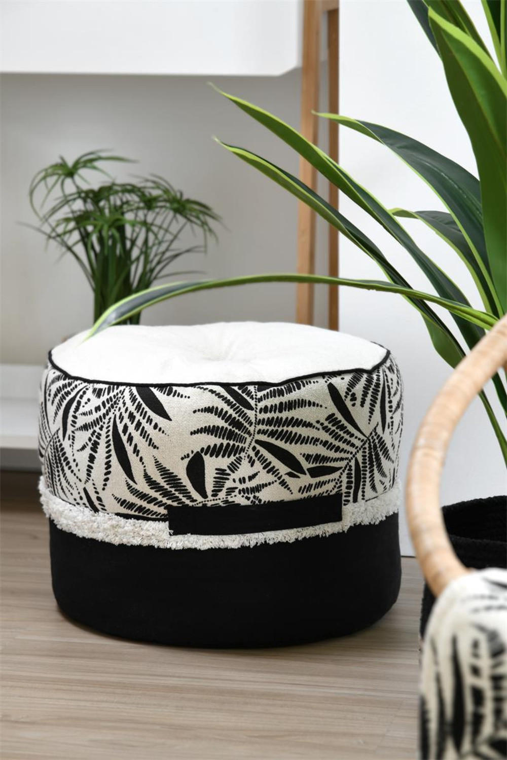 POUF Baumwolle Ziana Ø 40 cm - Weiß, Naturmaterialien (40/30/40cm)